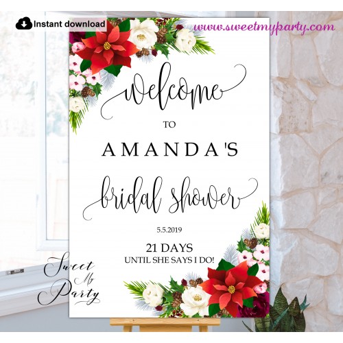 Winter Bridal Shower welcome sign template,Bridal Shower welcome sign,(154)